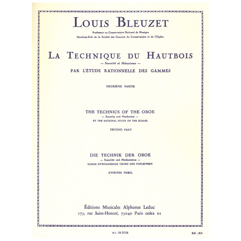 Louis Bleuzet  The Technique Of The Oboe