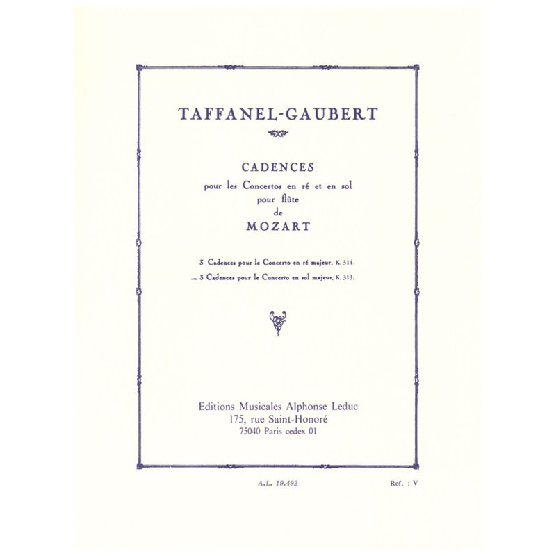 3 Cadences For Mozart's Flute Concerto In G major