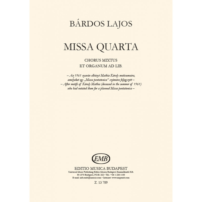 Missa Quarta Für Gem. Chor Und Orgel
