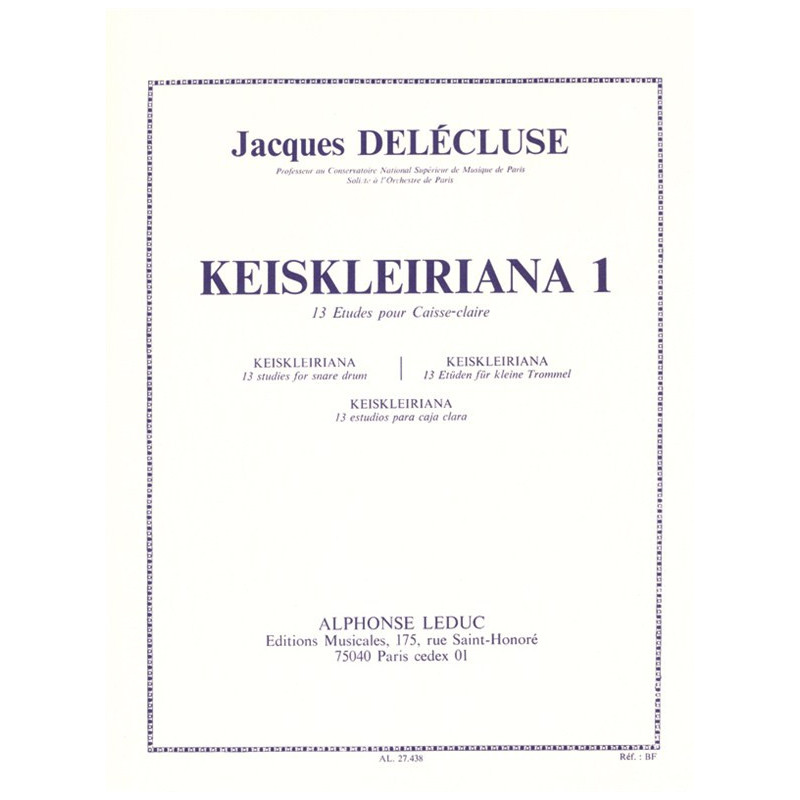 Keiskleiriana 1, 13 studies for Snare Drum