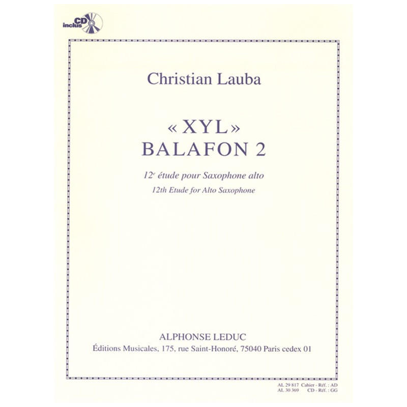 XYL Balafon 2, 12th Study for Alto Saxophone